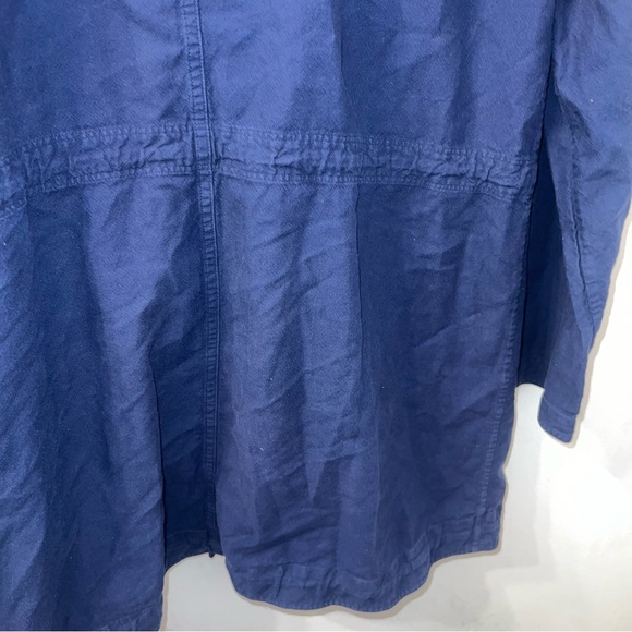 Eileen Fisher Navy Blue Organic Cotton Anorak Hooded Jacket S - Picture 3 of 5